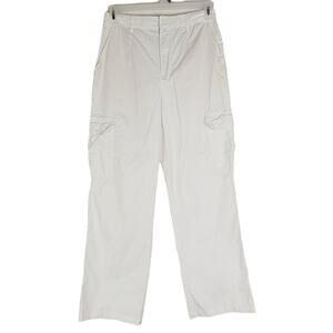 Zara white cotton cargo pants Size Medium Flap Pocket Coastal Preppy Resort